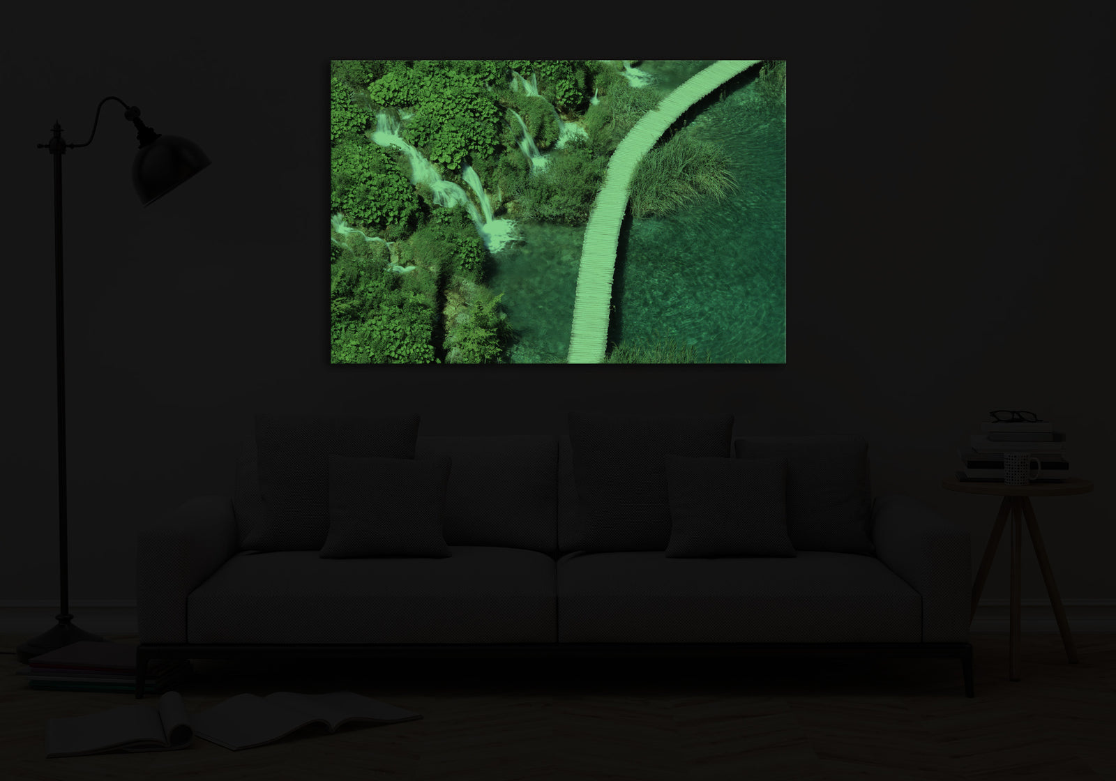 Landscapes No. 304, glowing in a room at night