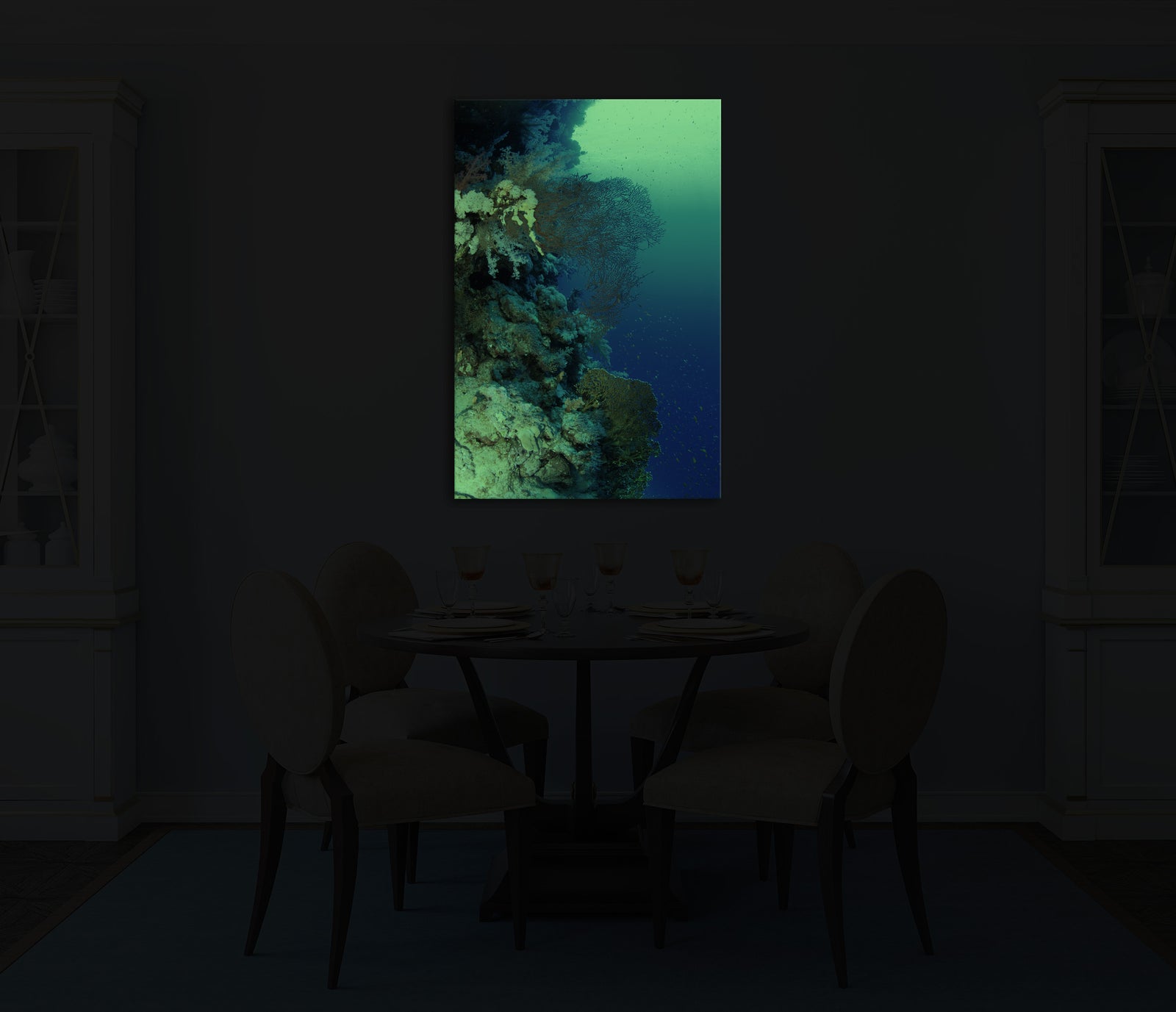 Landscapes No. 305, glowing in a room at night