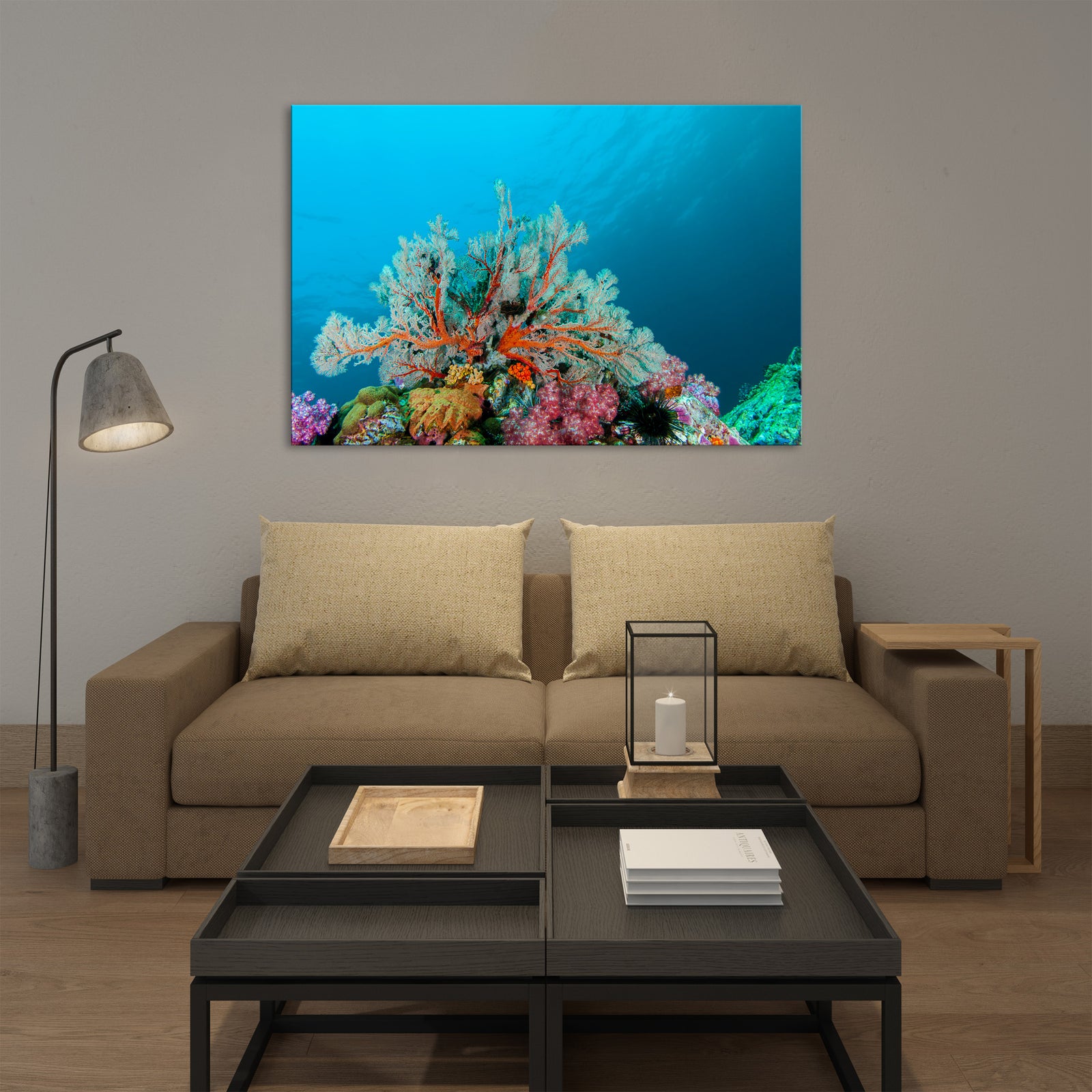 Landscapes No. 306, shown framed in a room by day