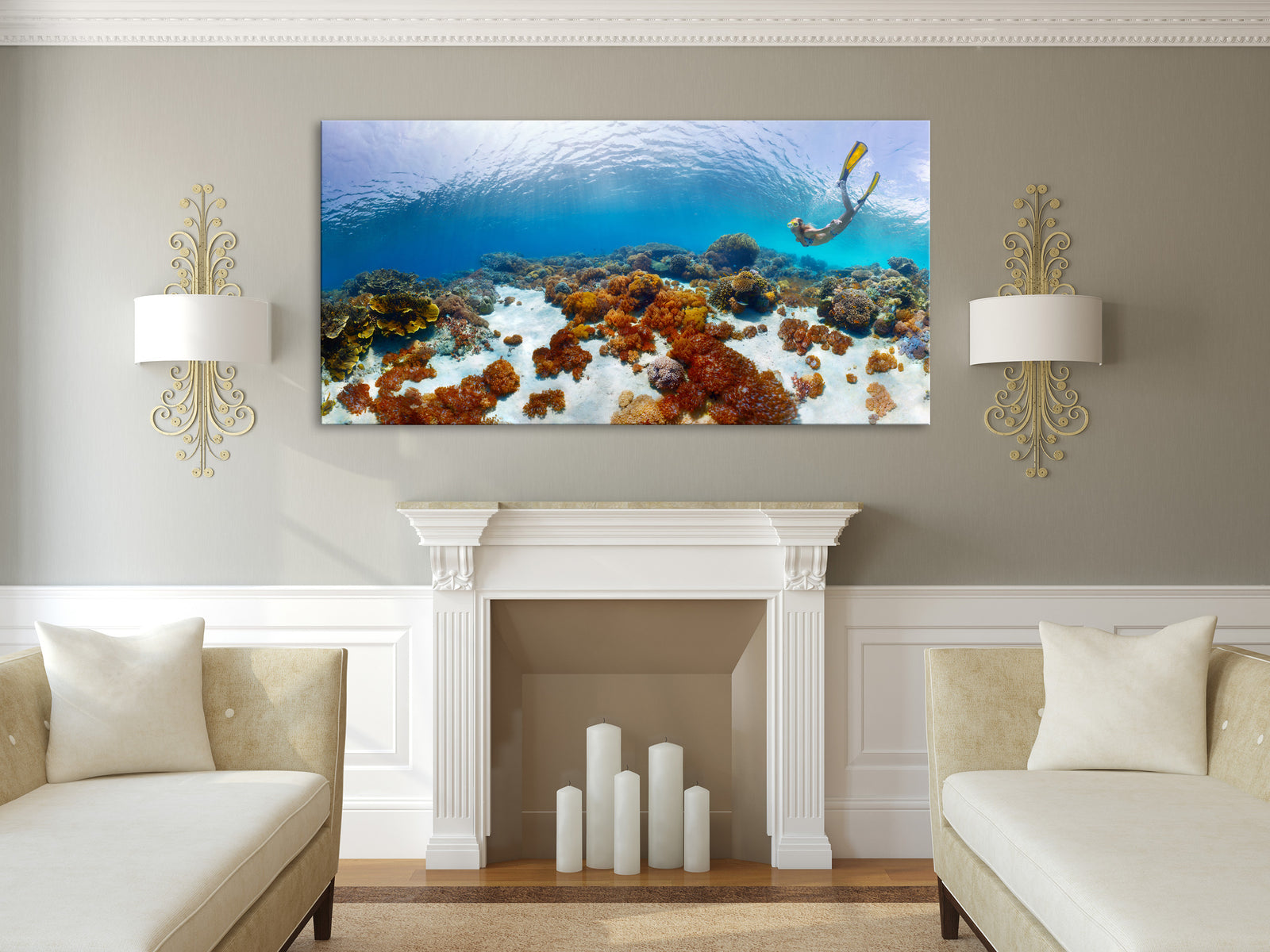Landscapes No. 307, shown framed in a room by day