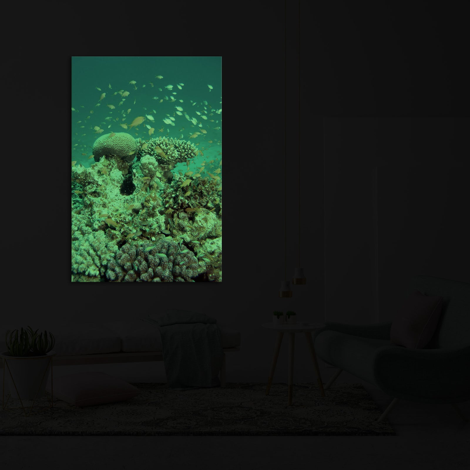 Landscapes No. 310, glowing in a room at night