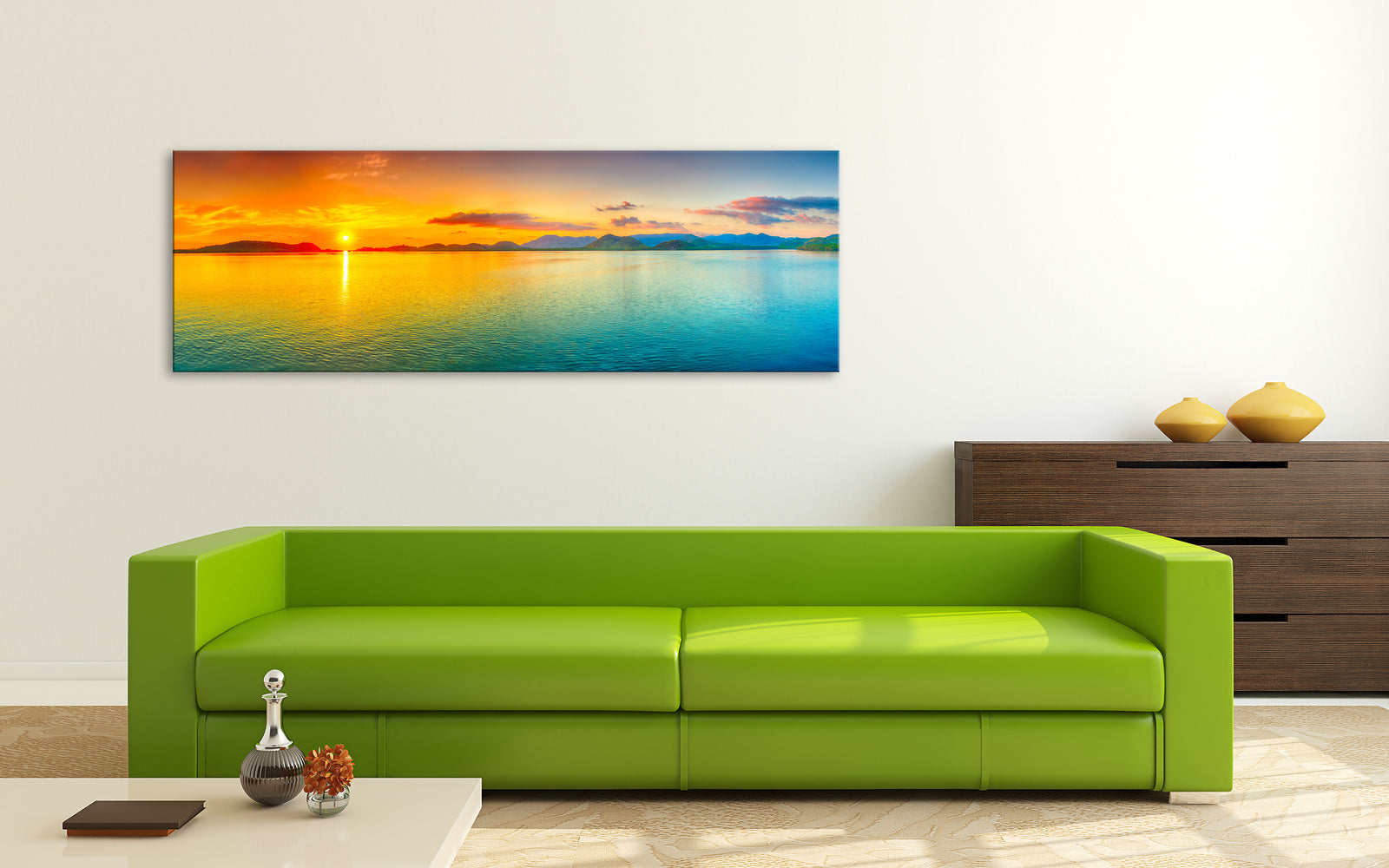 Landscapes No. 313, shown framed in a room by day