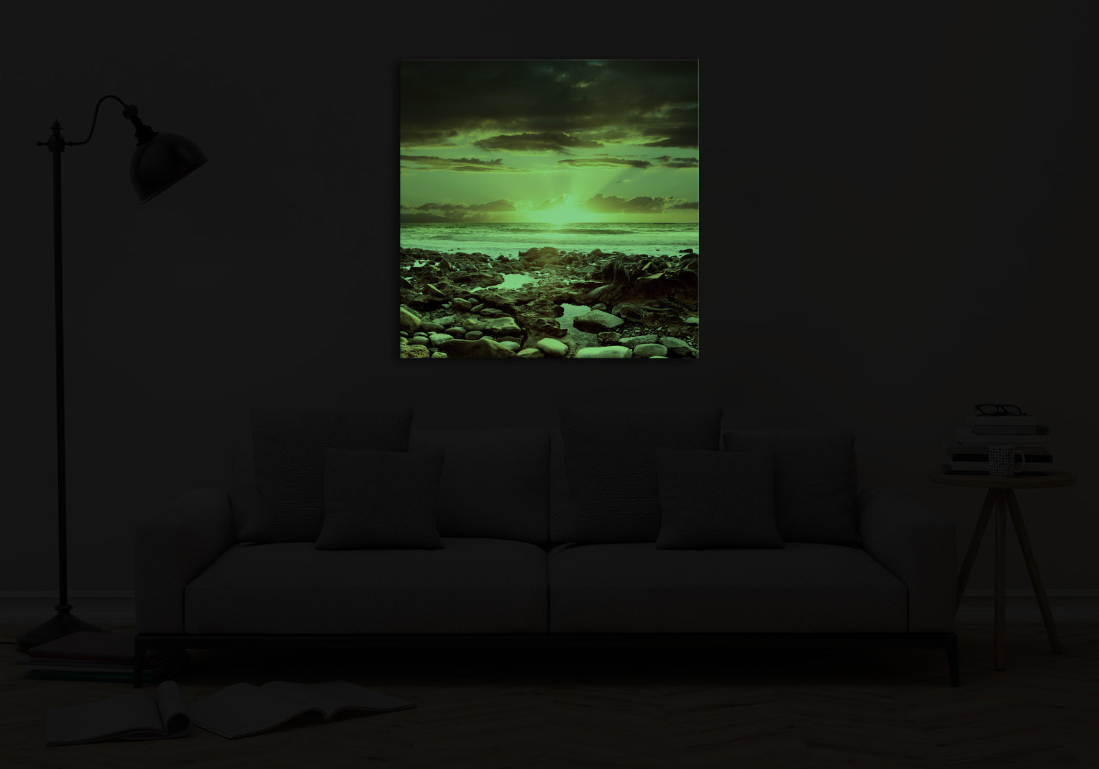 Landscapes No. 314, glowing in a room at night