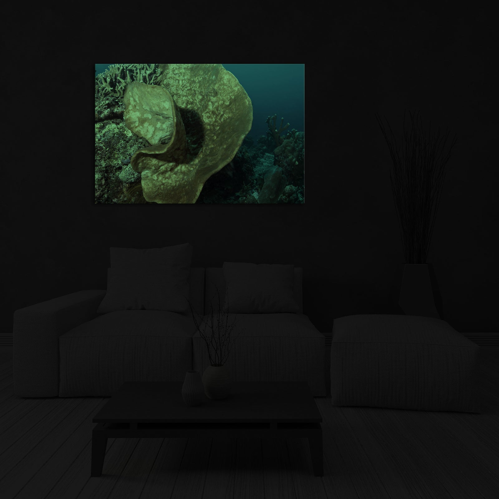Landscapes No. 315, glowing in a room at night