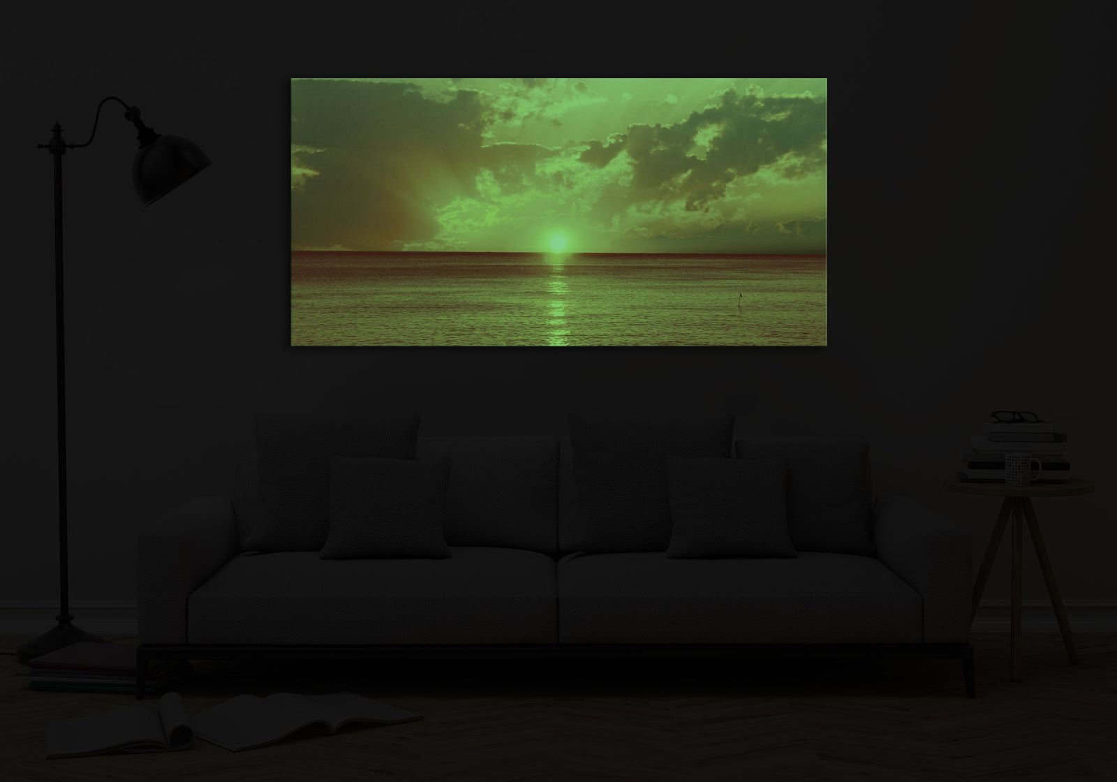 Landscapes No. 316, glowing in a room at night