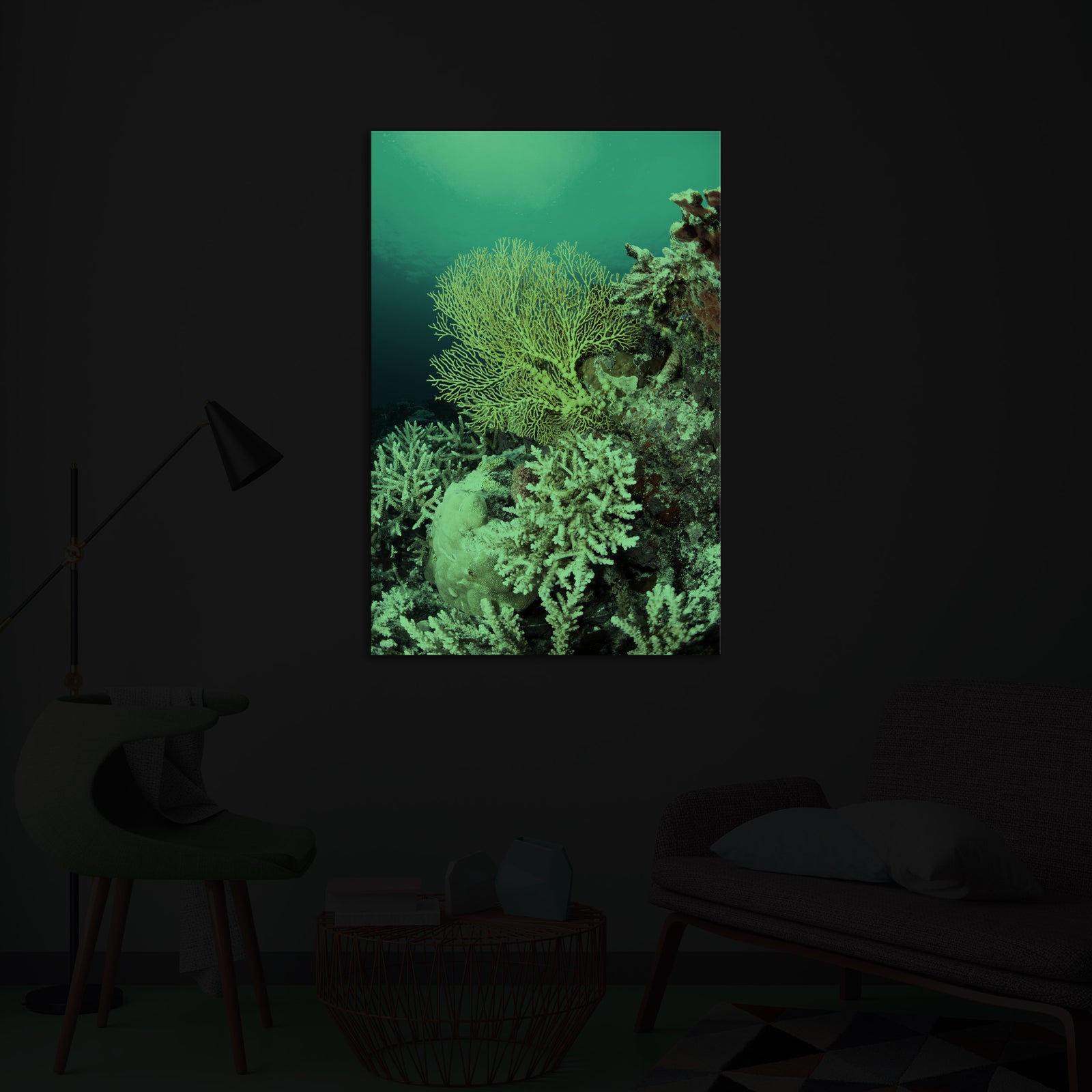 Landscapes No. 317, glowing in a room at night