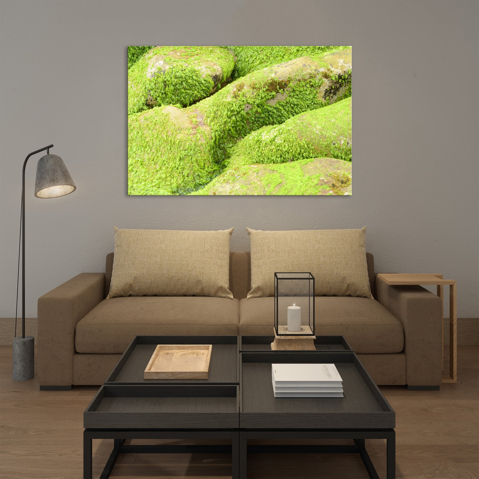 Landscapes No. 319, shown framed in a room by day
