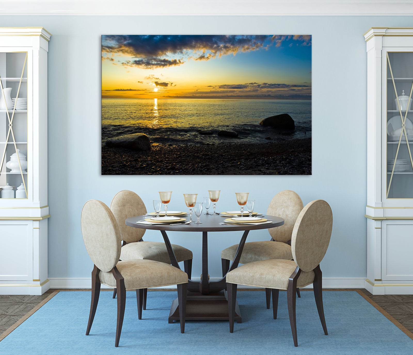 Landscapes No. 320, shown framed in a room by day