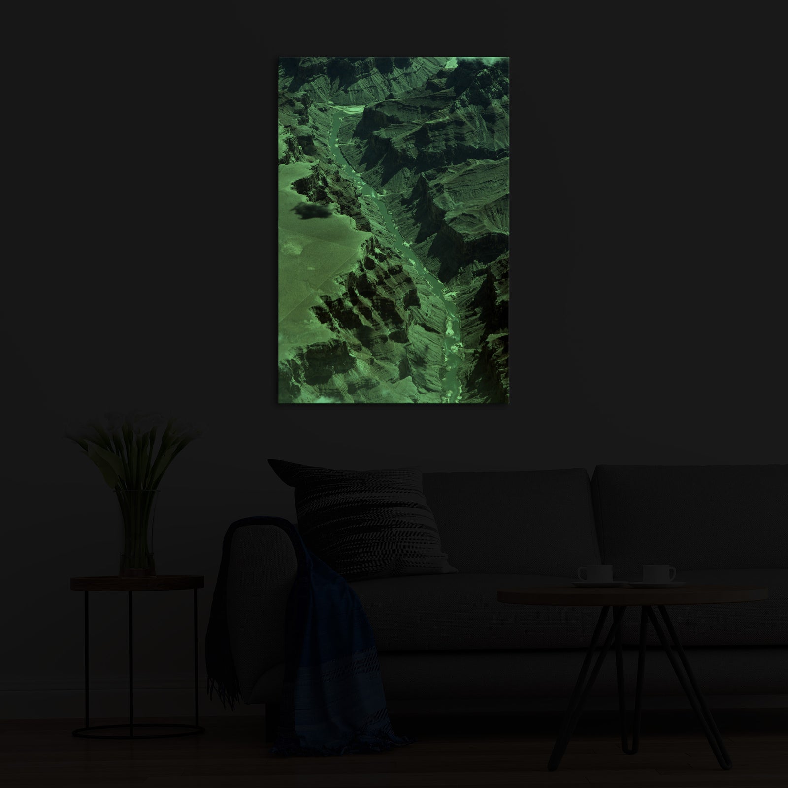 Landscapes No. 325, glowing in a room at night