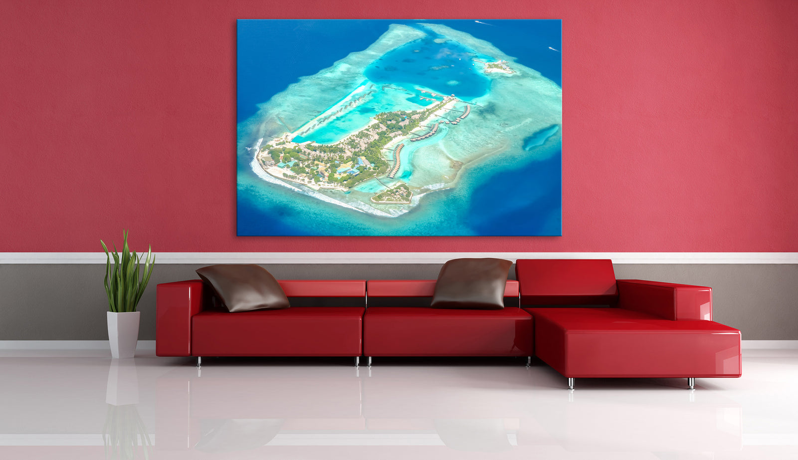 Landscapes No. 327, shown framed in a room by day