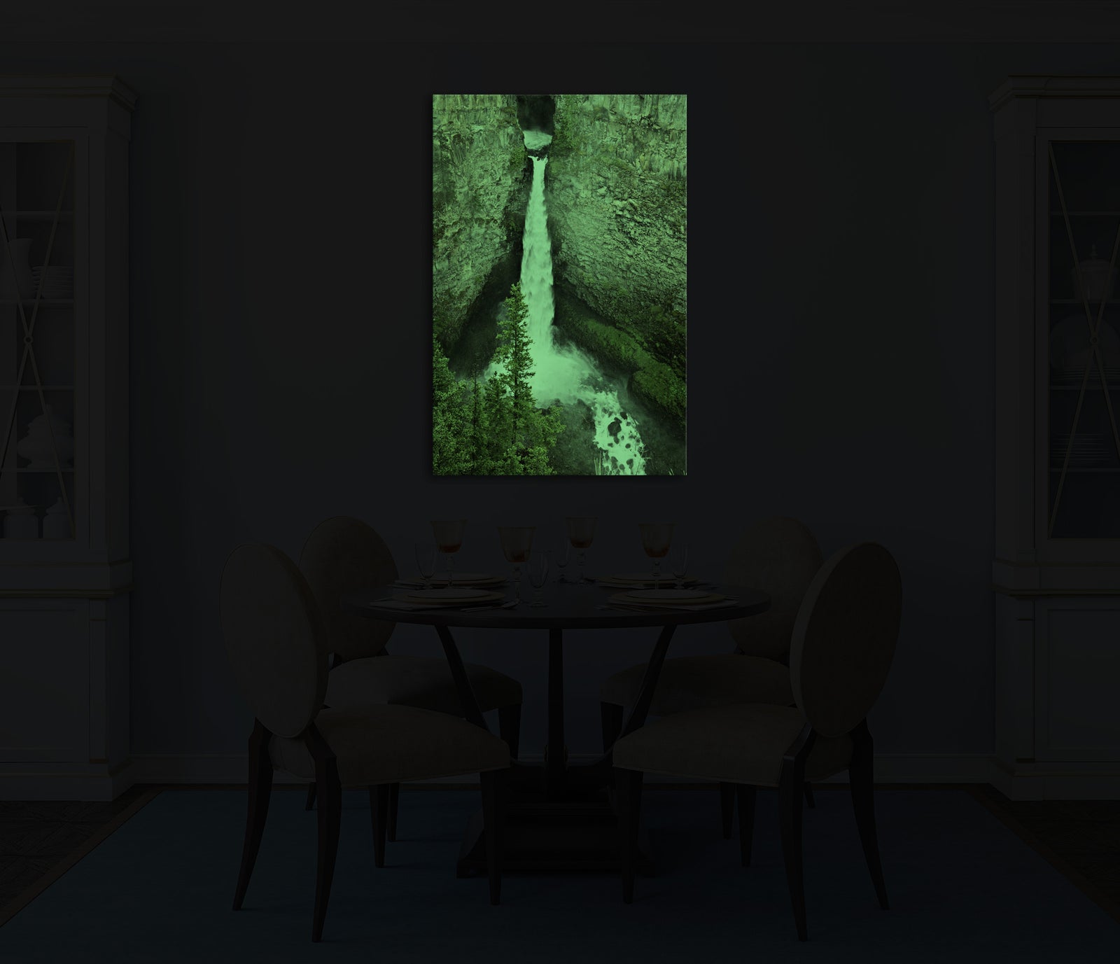 Landscapes No. 328, glowing in a room at night
