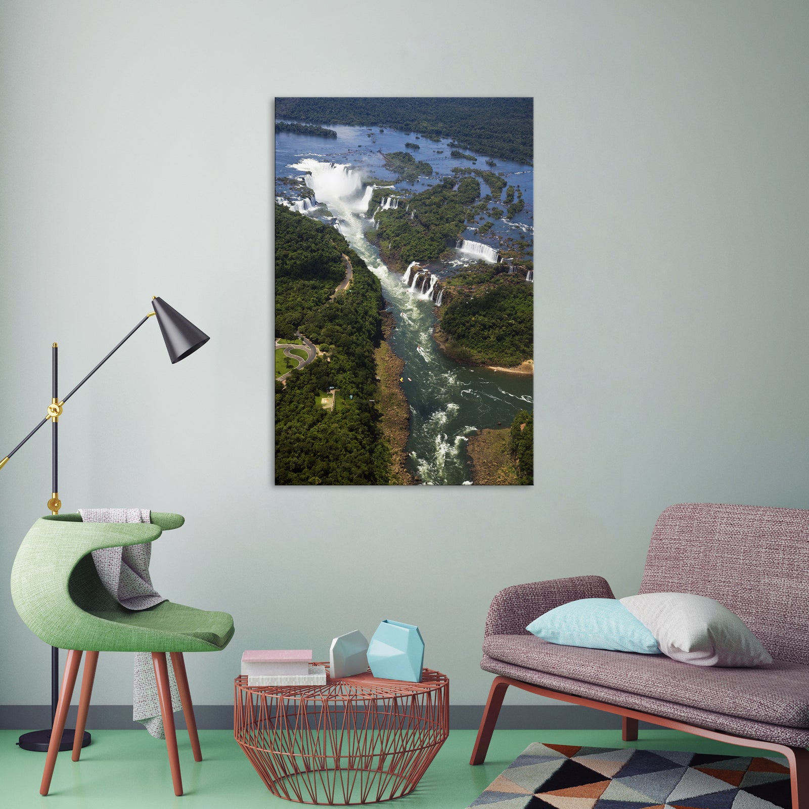 Landscapes No. 330, shown framed in a room by day