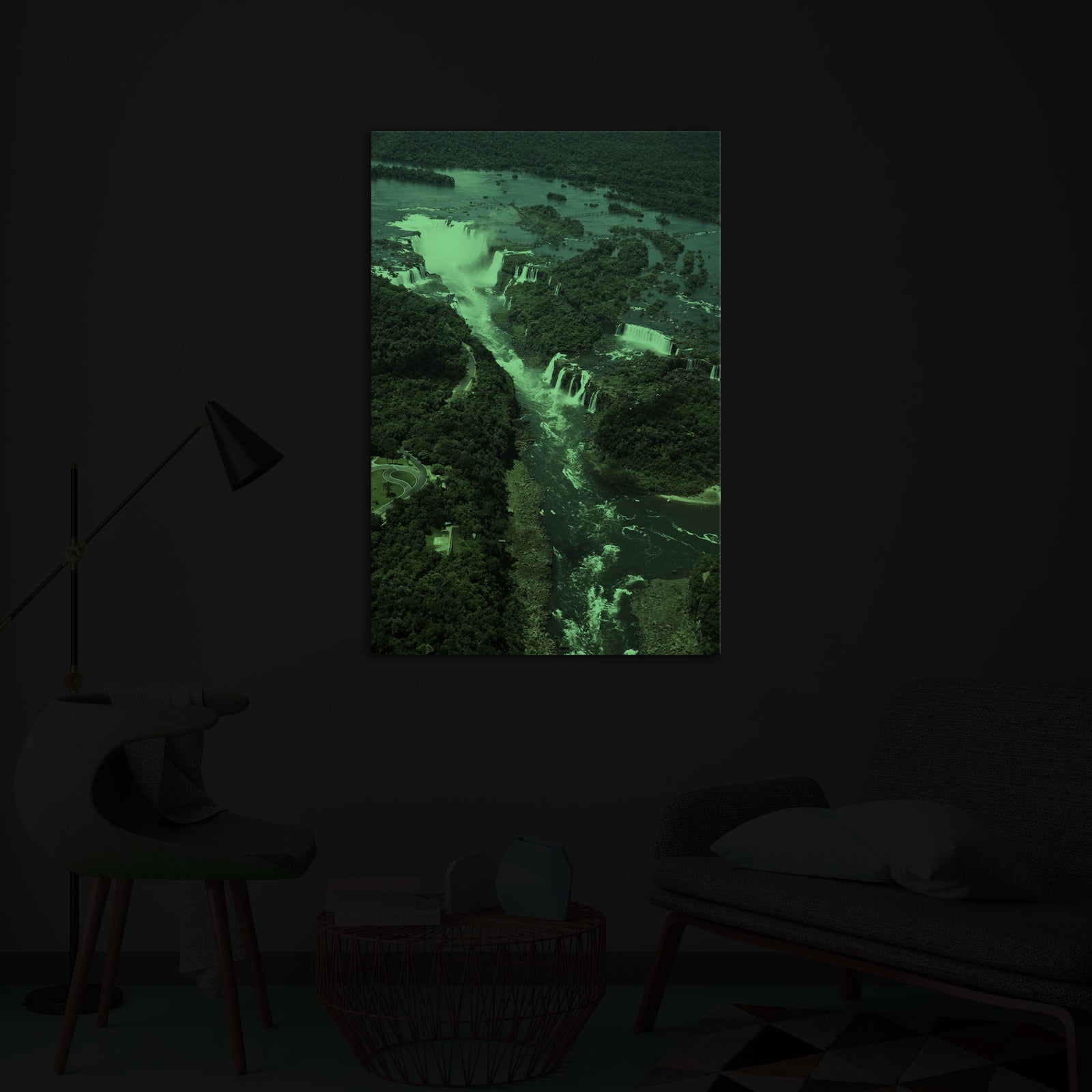 Landscapes No. 330, glowing in a room at night