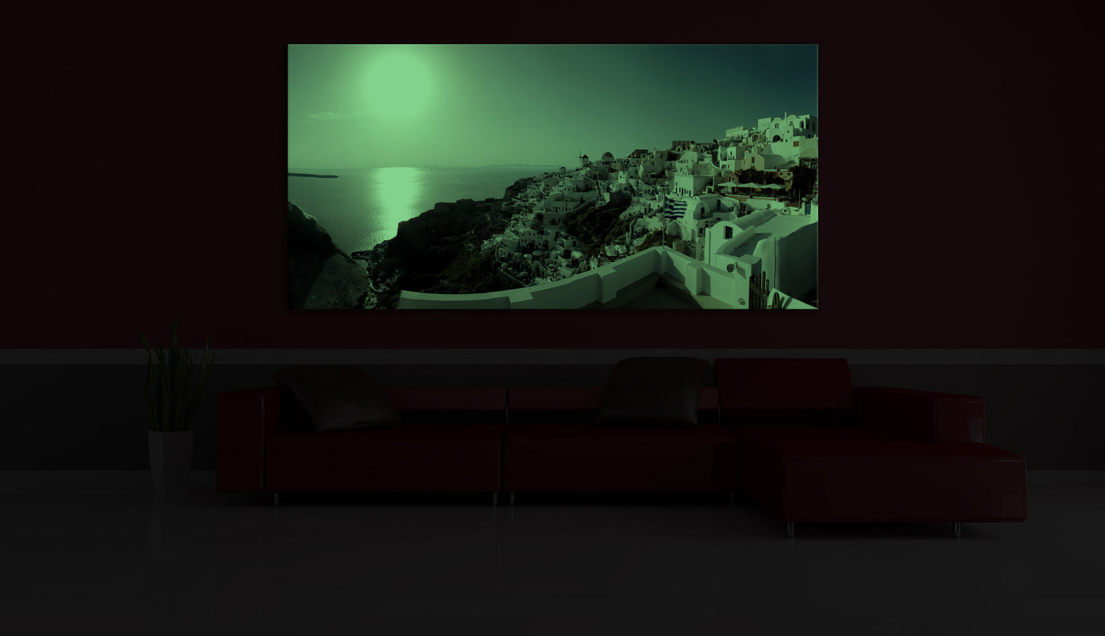 Landscapes No. 335, glowing in a room at night