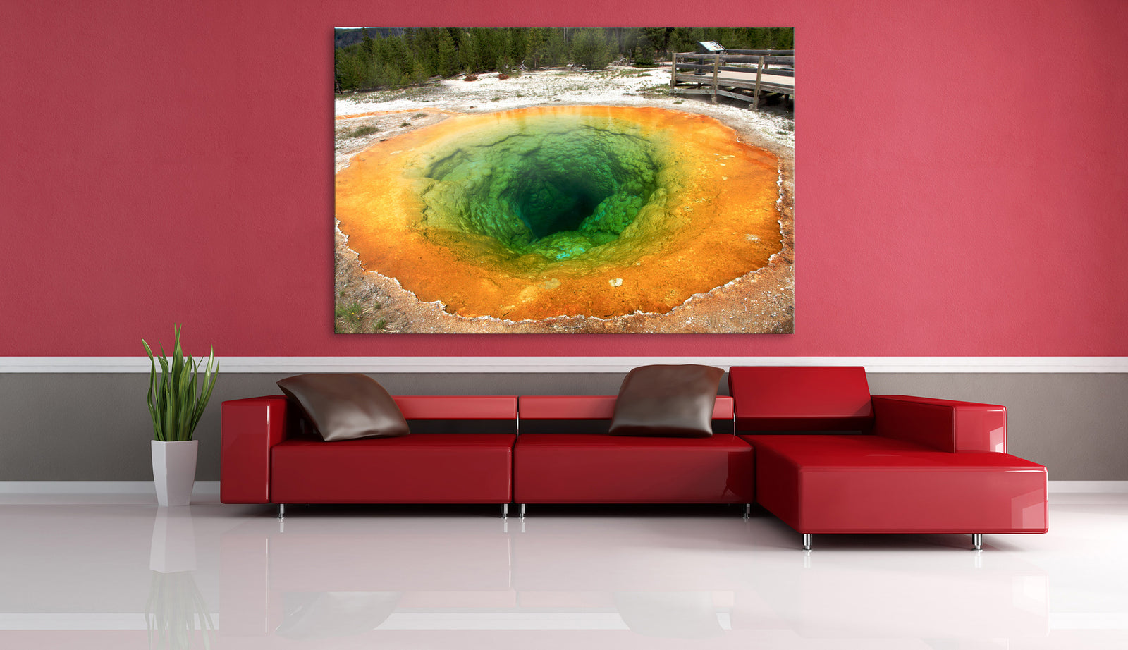 Landscapes No. 336, shown framed in a room by day