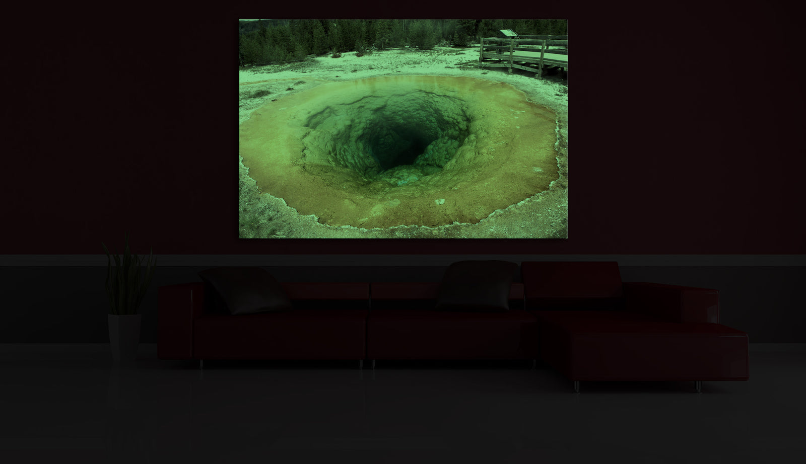 Landscapes No. 336, glowing in a room at night