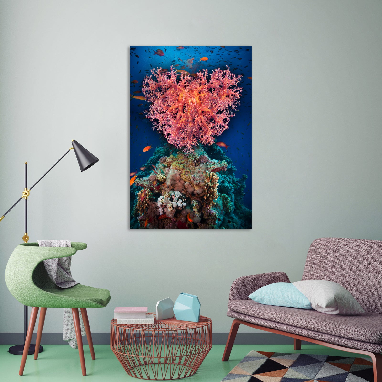 Landscapes No. 337, shown framed in a room by day