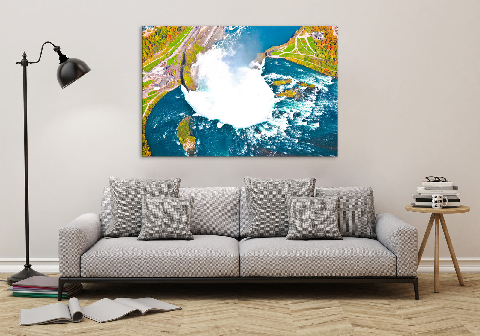 Landscapes No. 338, shown framed in a room by day