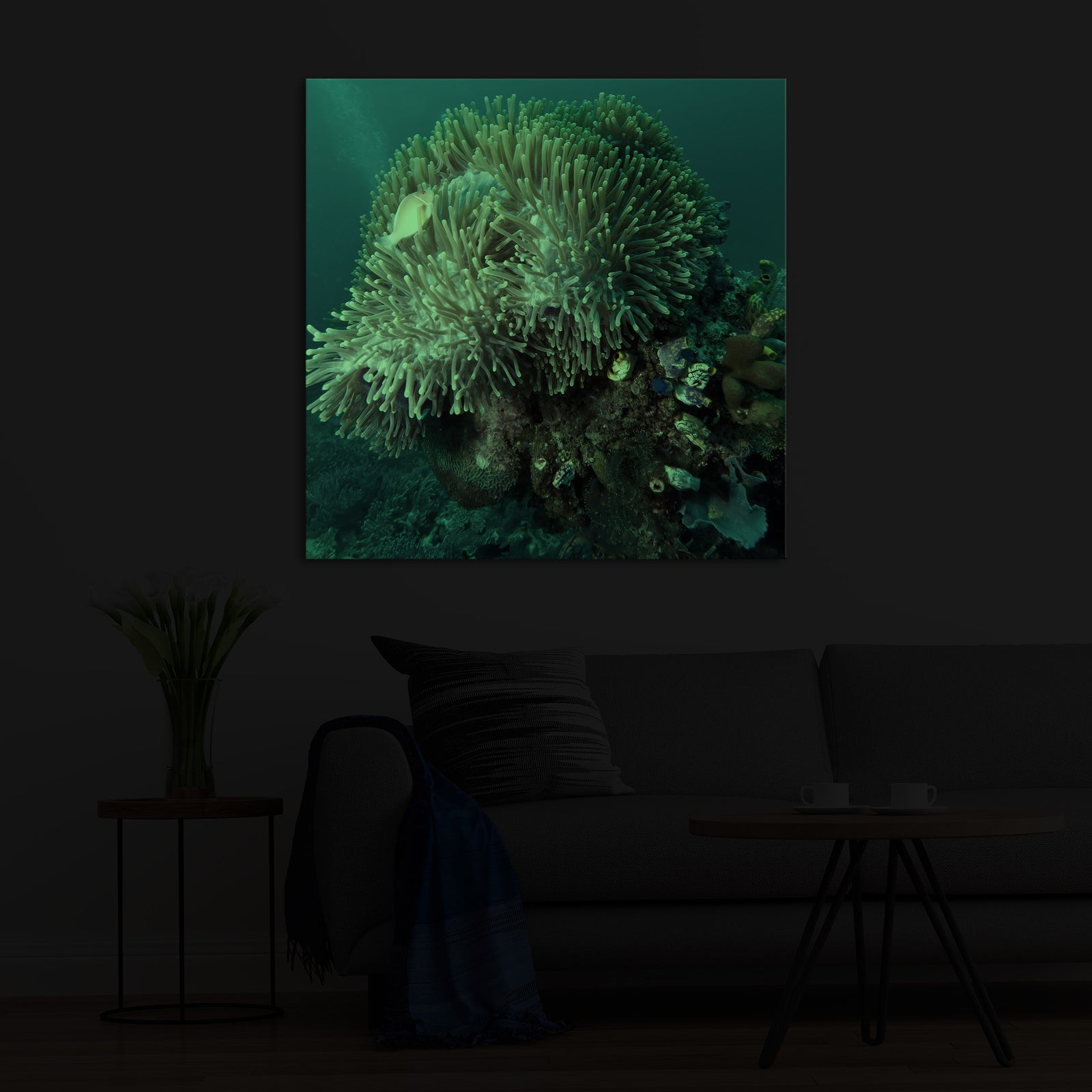 Landscapes No. 340, glowing in a room at night