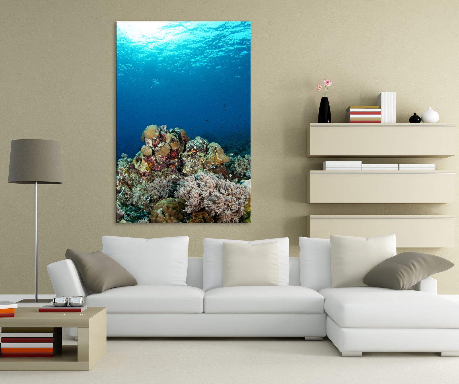 Landscapes No. 341, shown framed in a room by day