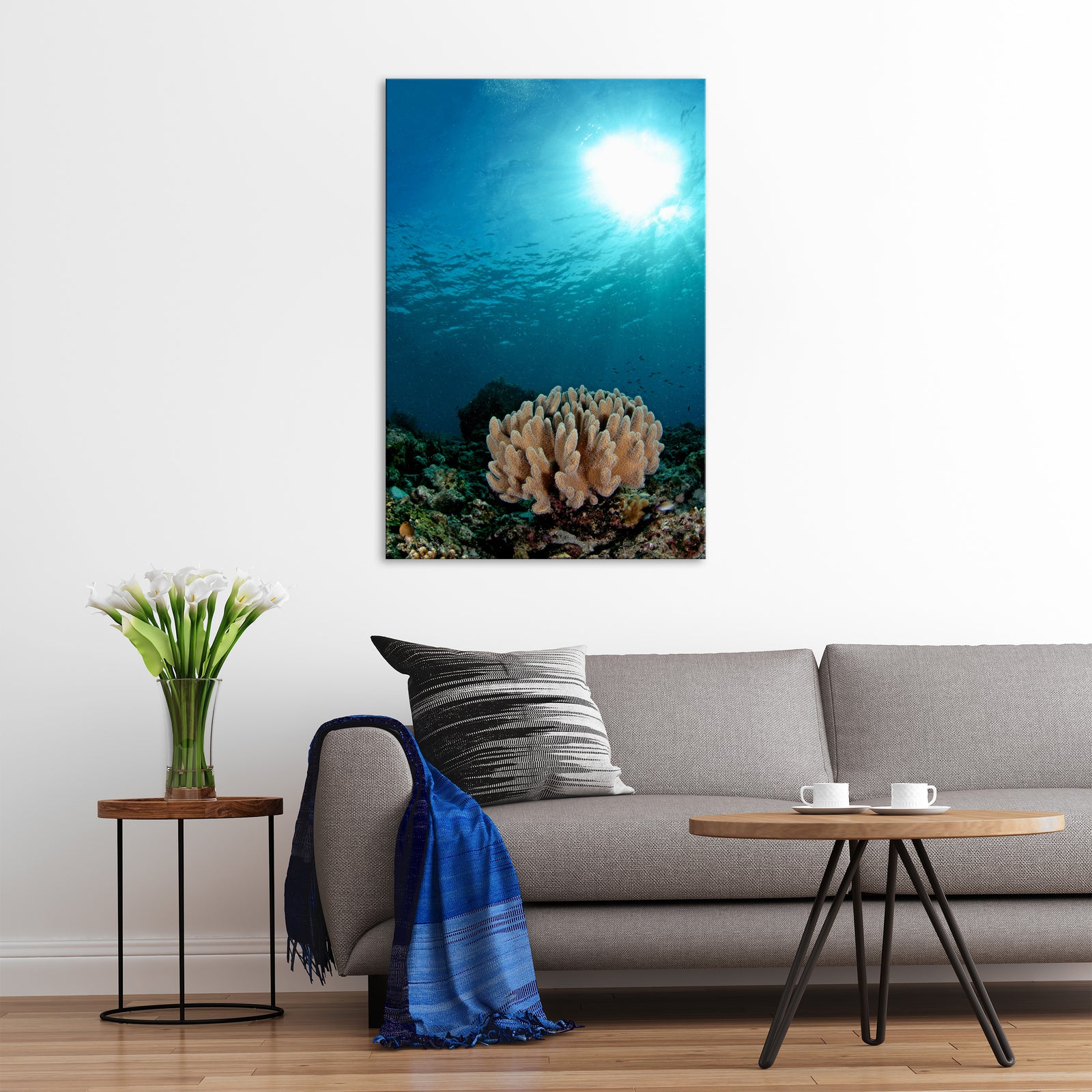 Landscapes No. 343, shown framed in a room by day