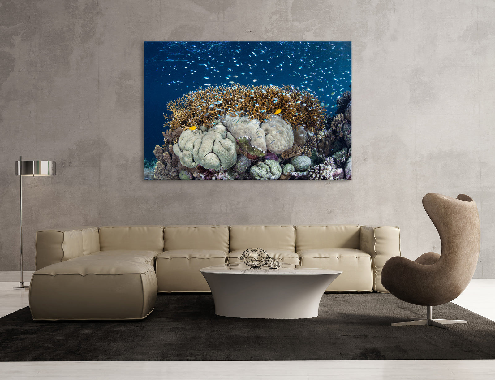 Landscapes No. 346, shown framed in a room by day