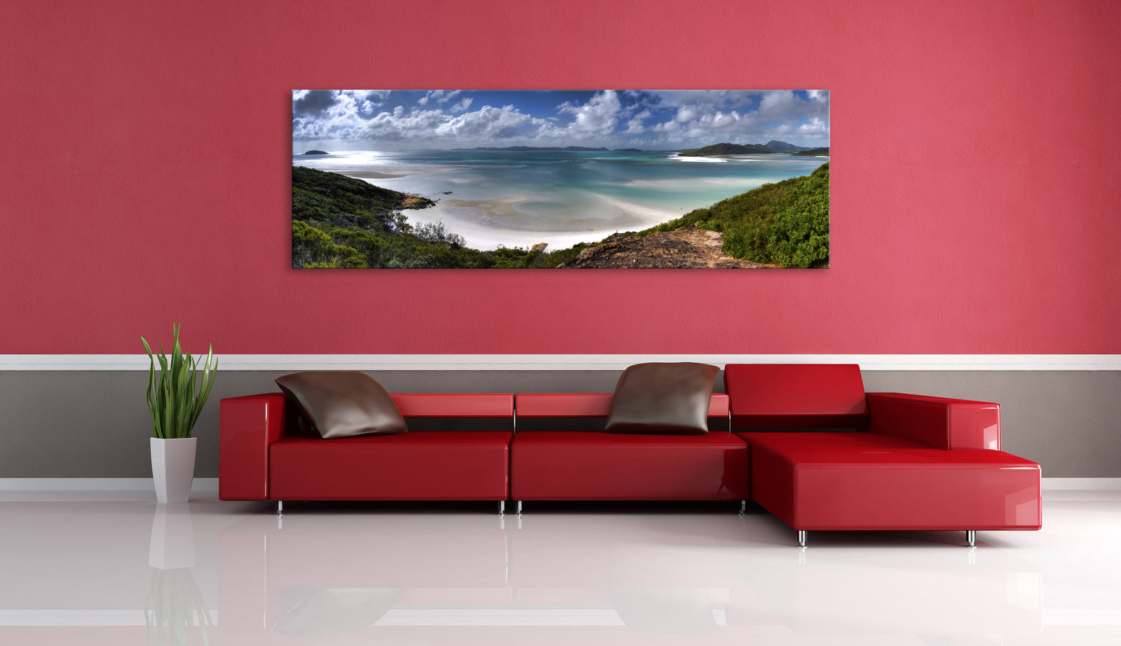 Landscapes No. 348, shown framed in a room by day