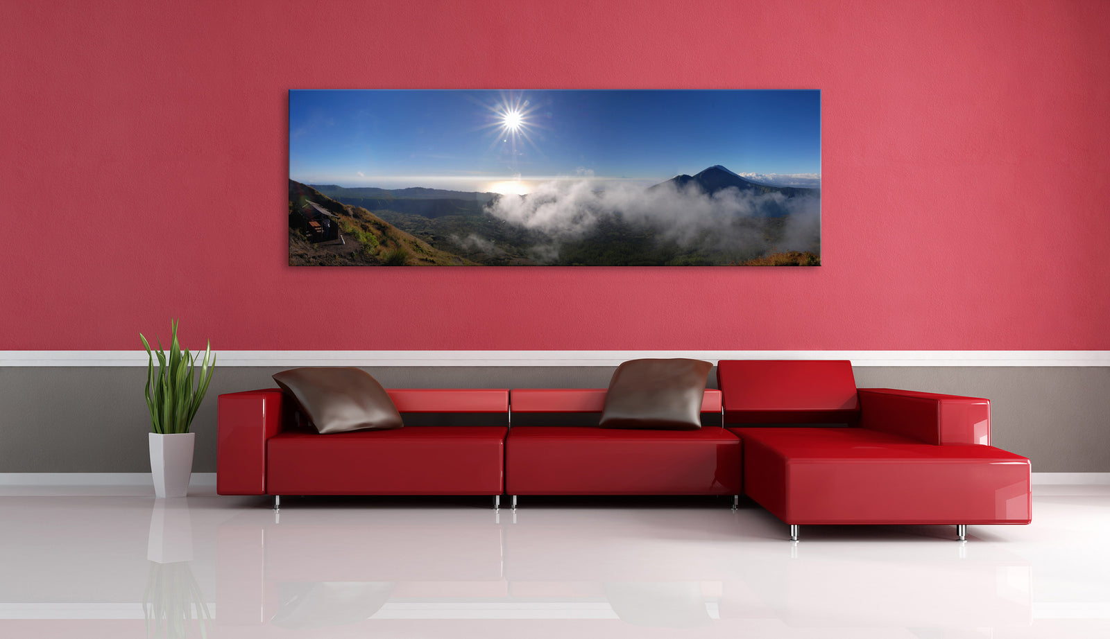 Landscapes No. 350, shown framed in a room by day