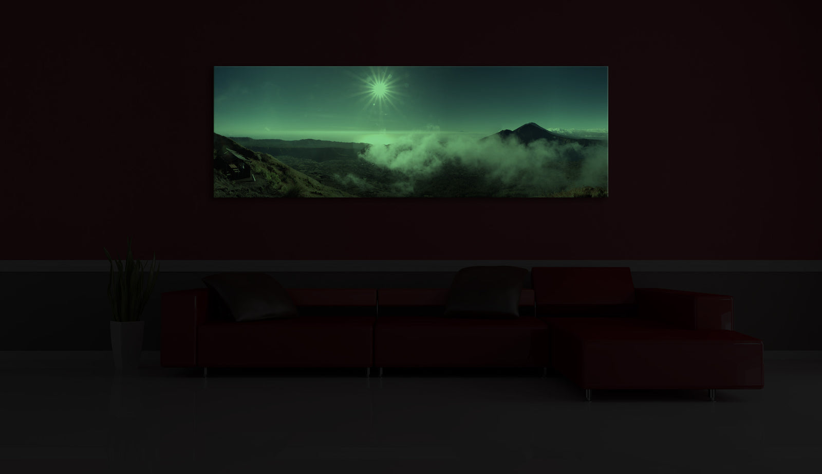 Landscapes No. 350, glowing in a room at night