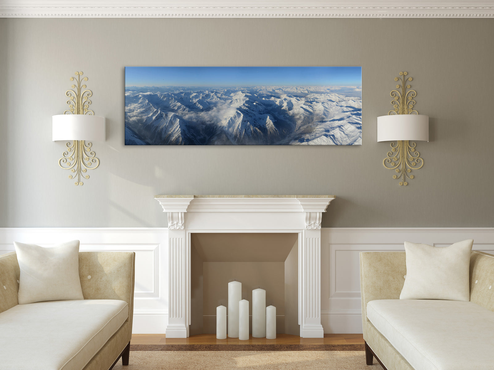 Landscapes No. 351, shown framed in a room by day