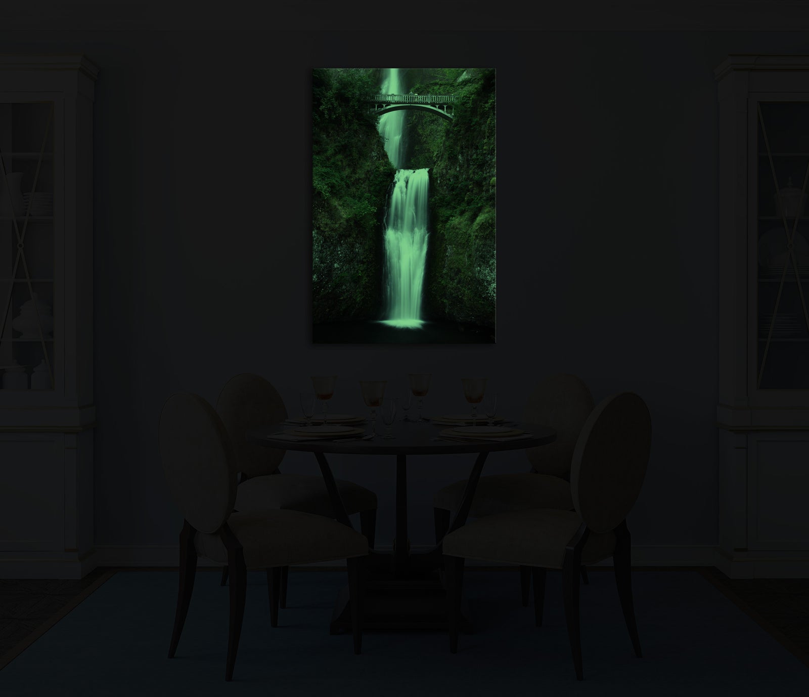 Landscapes No. 352, glowing in a room at night