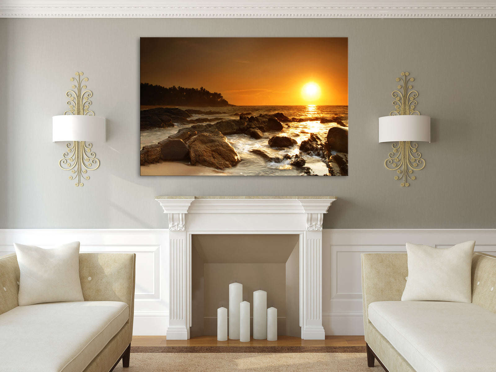 Landscapes No. 354, shown framed in a room by day