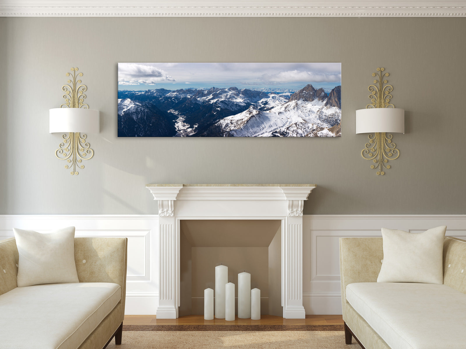 Landscapes No. 358, shown framed in a room by day