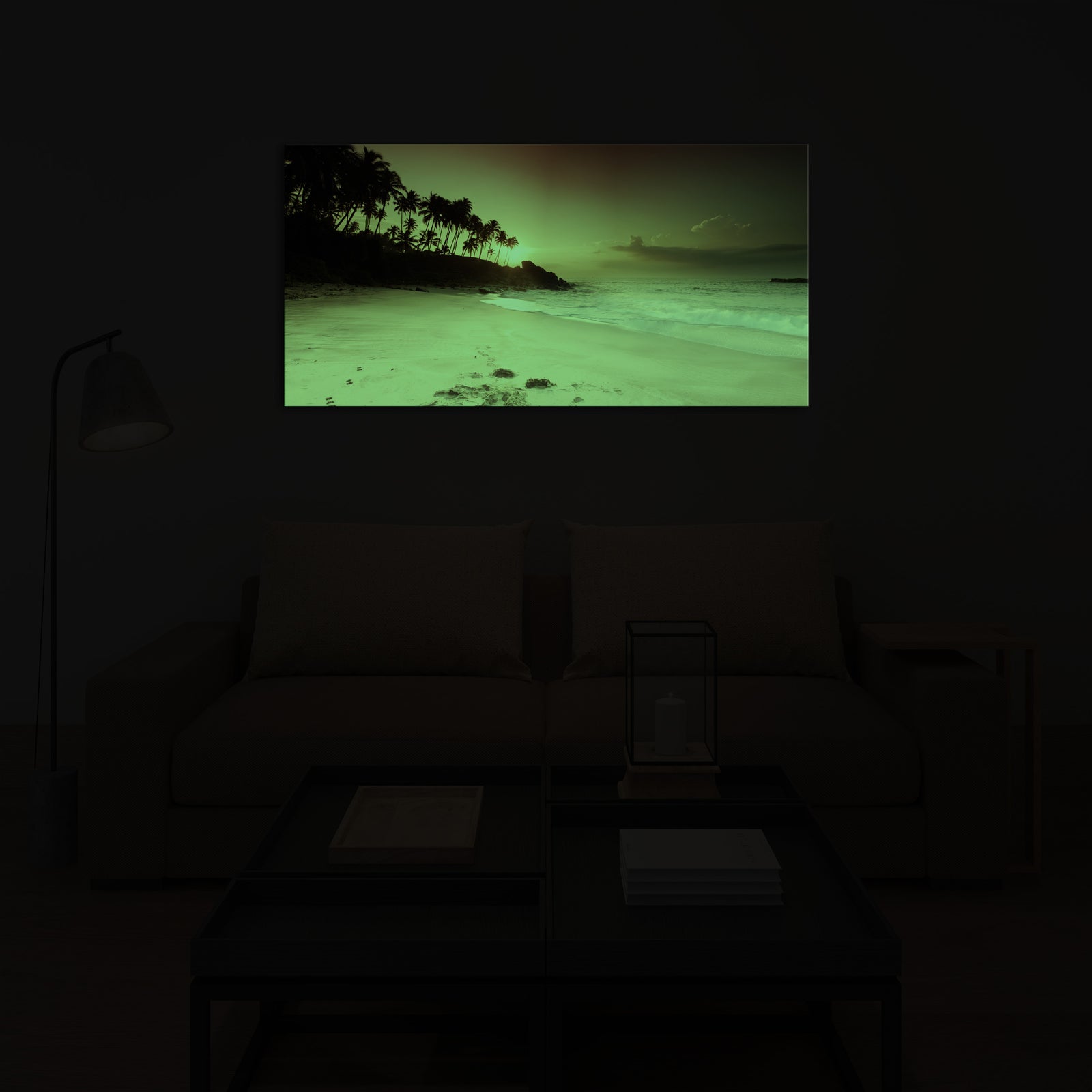 Landscapes No. 359, glowing in a room at night