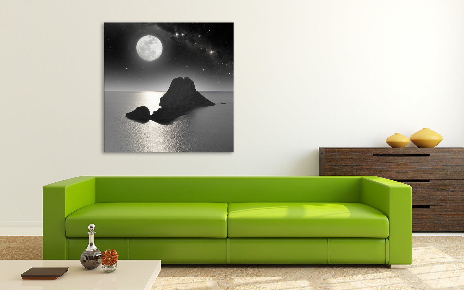 Landscapes No. 362, shown framed in a room by day
