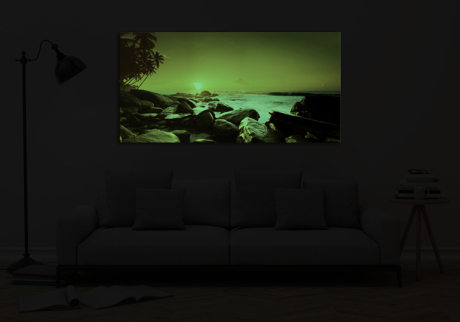 Landscapes No. 363, glowing in a room at night
