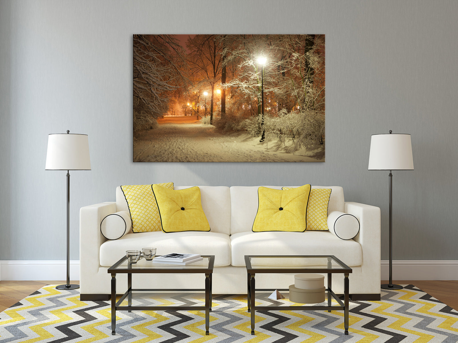 Landscapes No. 364, shown framed in a room by day
