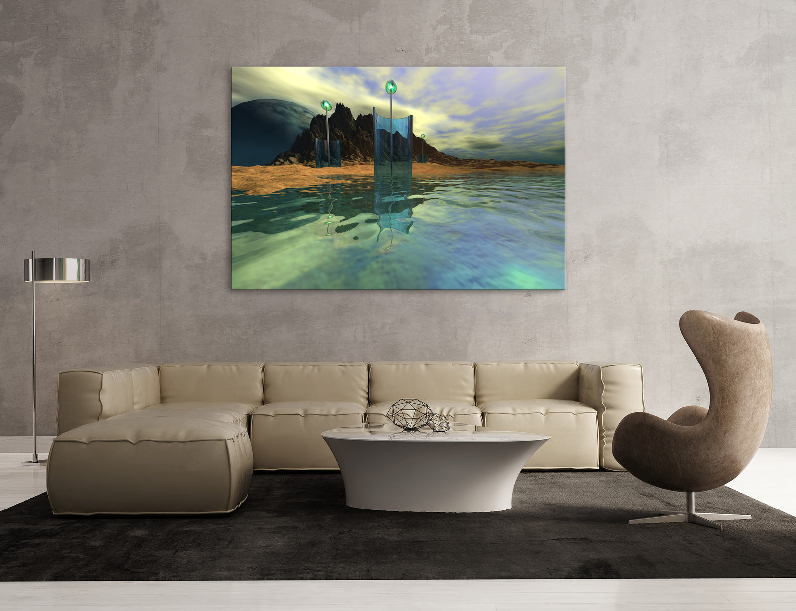 Landscapes No. 365, shown framed in a room by day