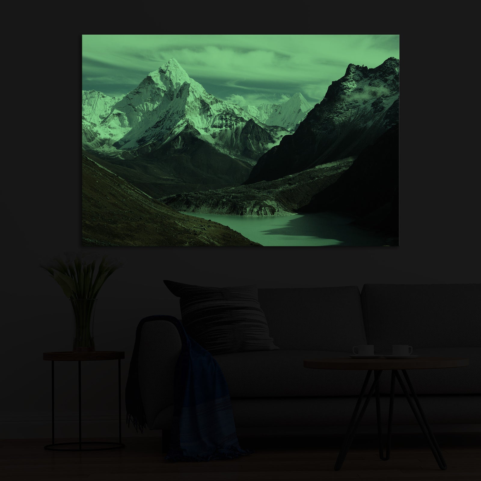 Landscapes No. 369, glowing in a room at night