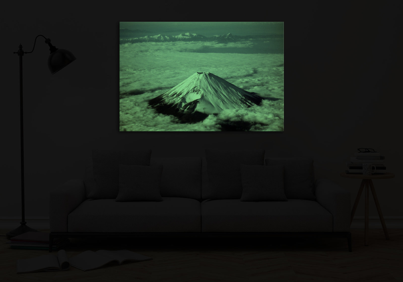 Landscapes No. 370, glowing in a room at night