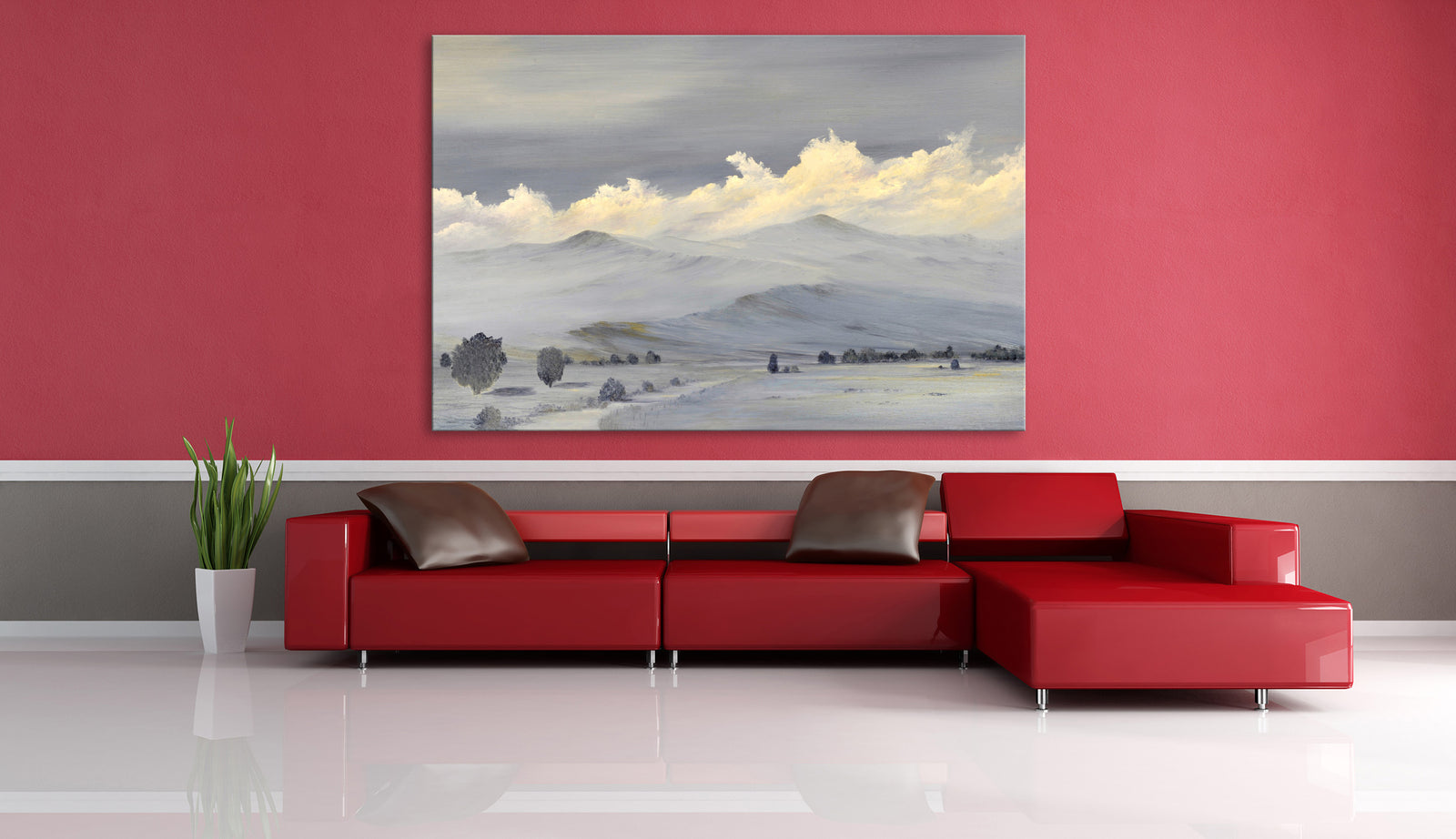 Landscapes No. 371, shown framed in a room by day