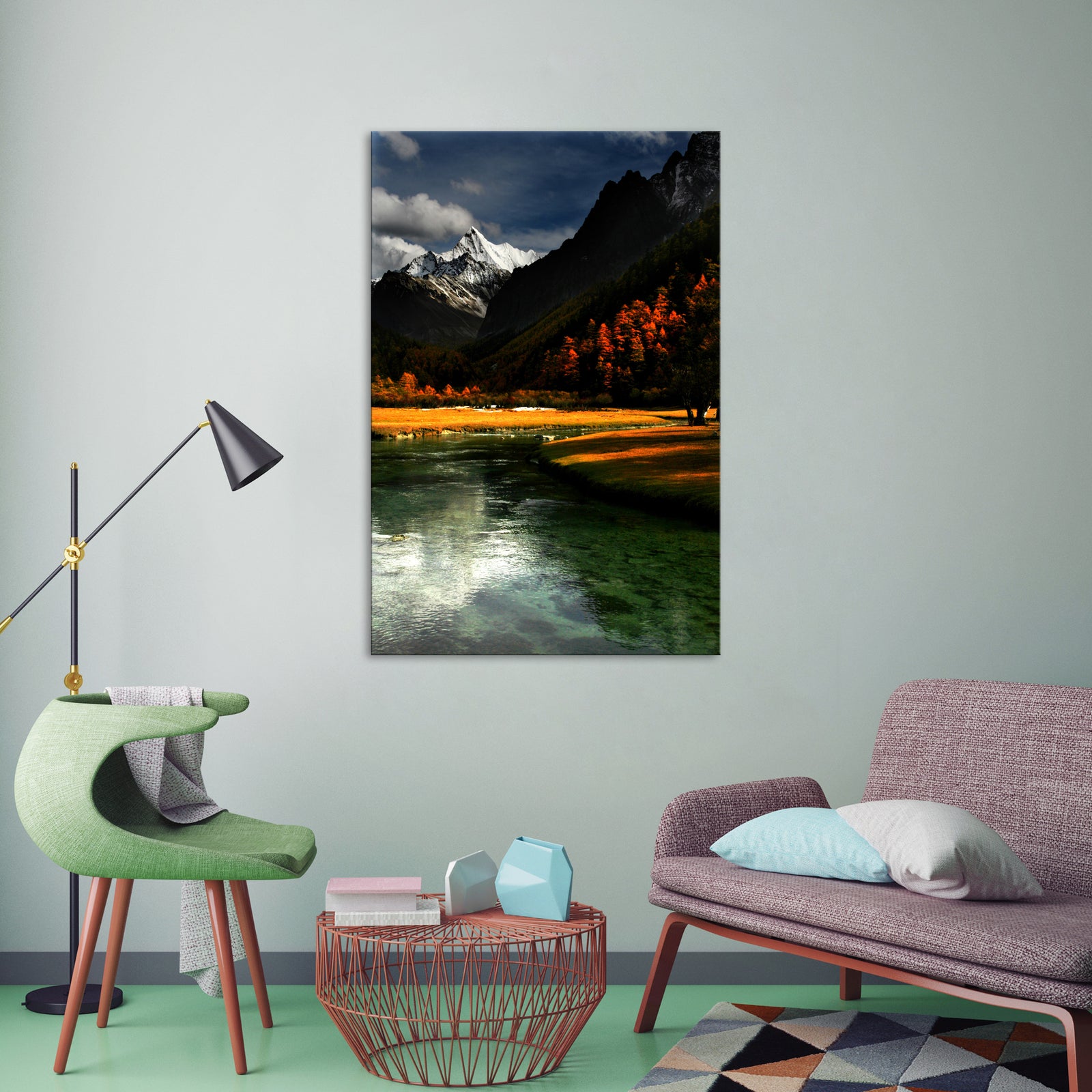 Landscapes No. 372, shown framed in a room by day