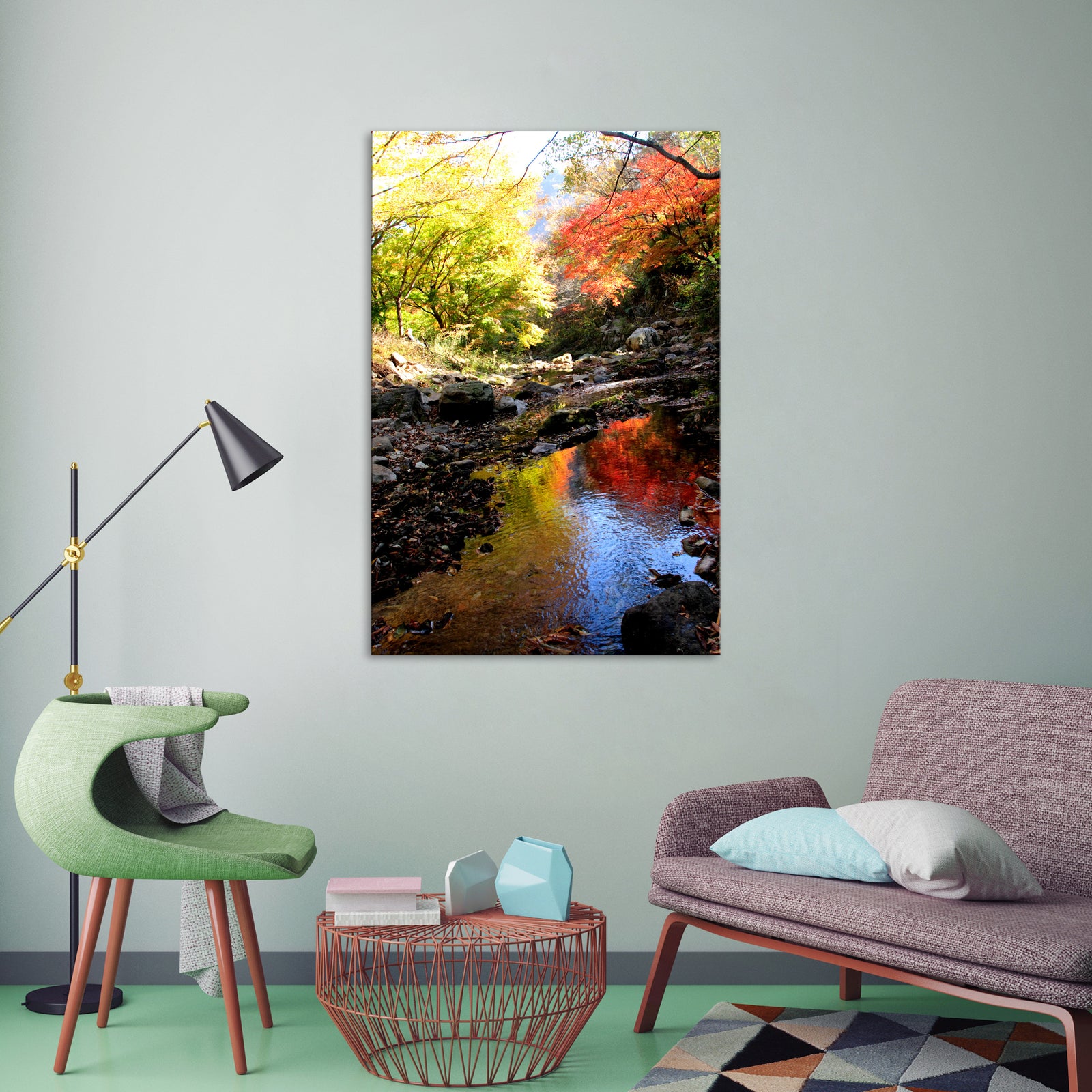 Landscapes No. 374, shown framed in a room by day