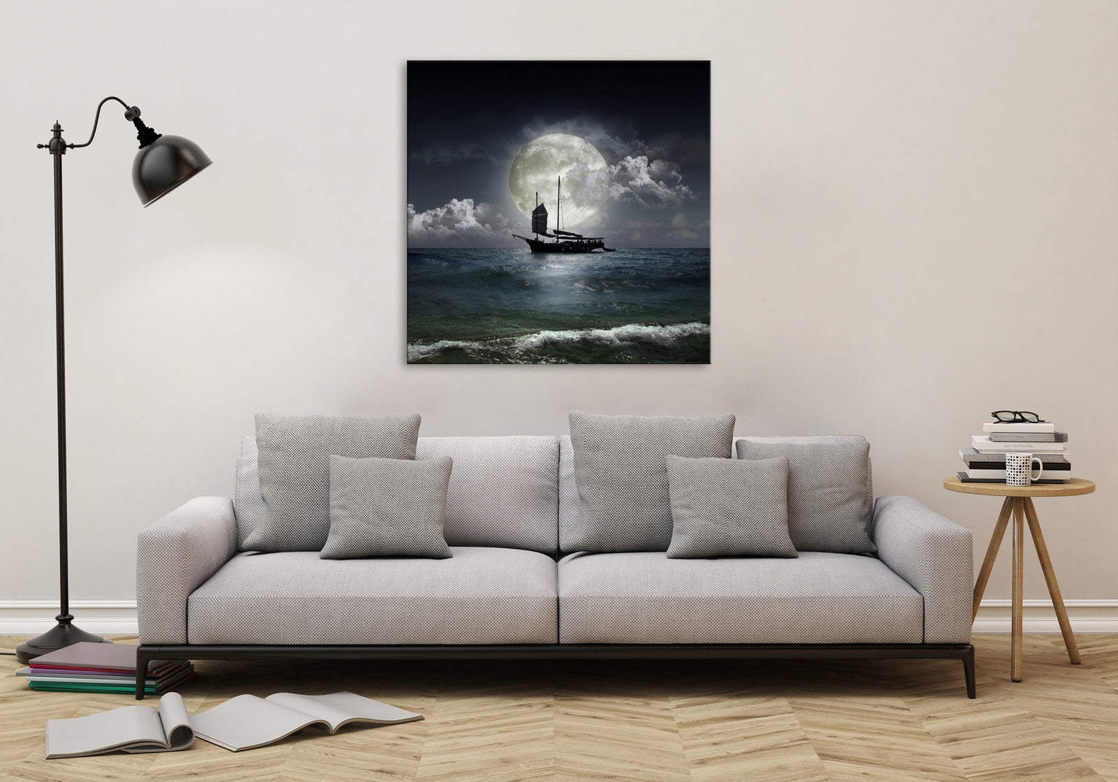 Landscapes No. 376, shown framed in a room by day