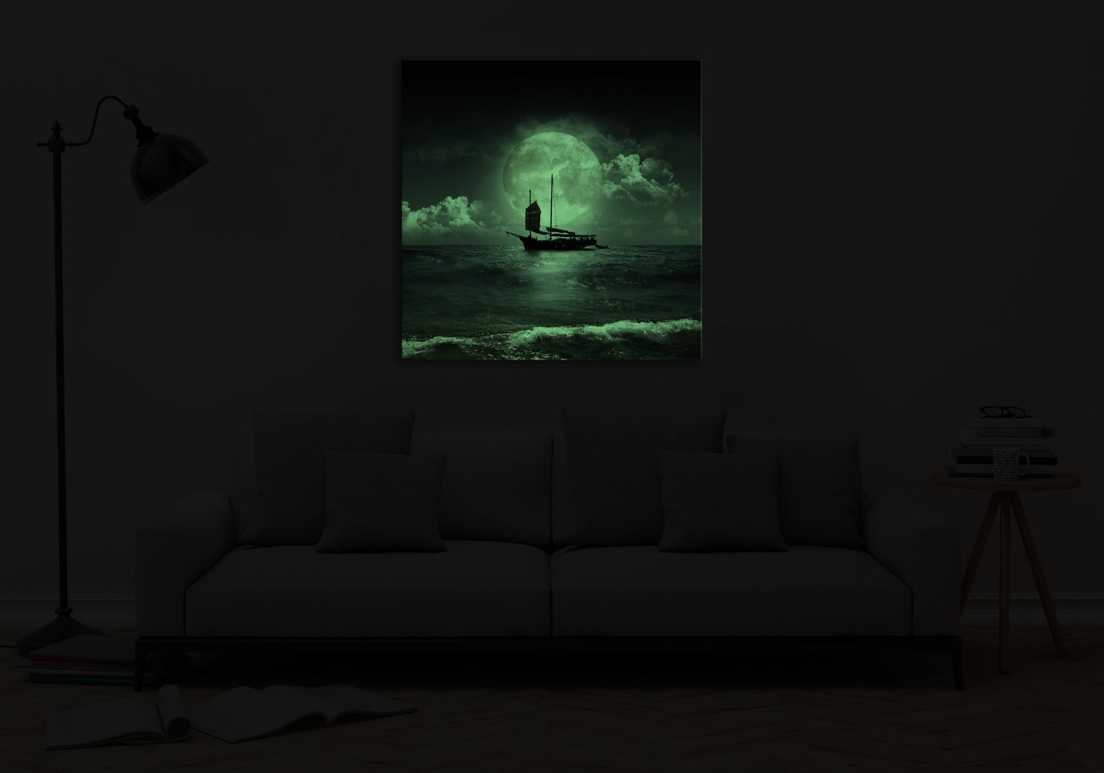 Landscapes No. 376, glowing in a room at night