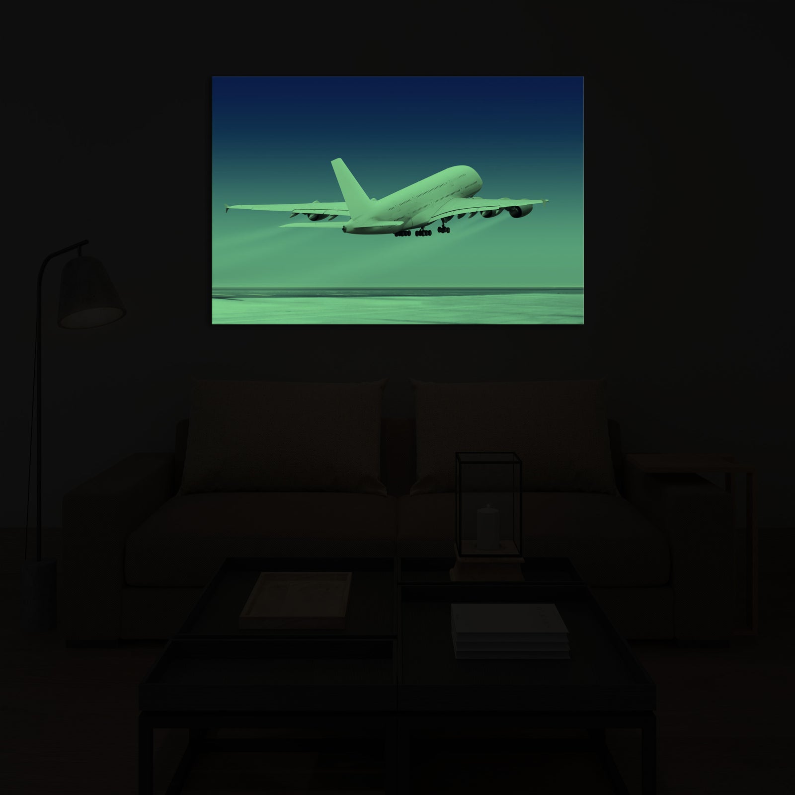 Maps No. 003, glowing in a room at night