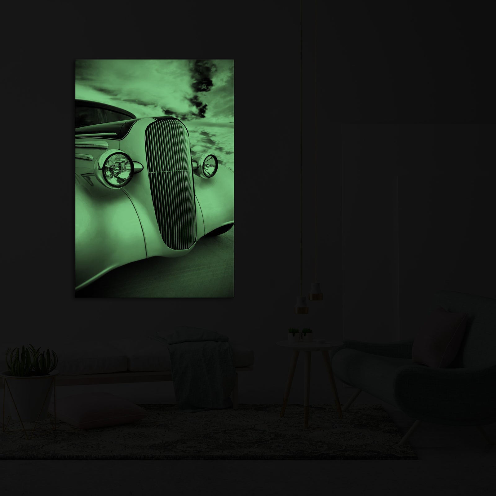 Maps No. 006, glowing in a room at night