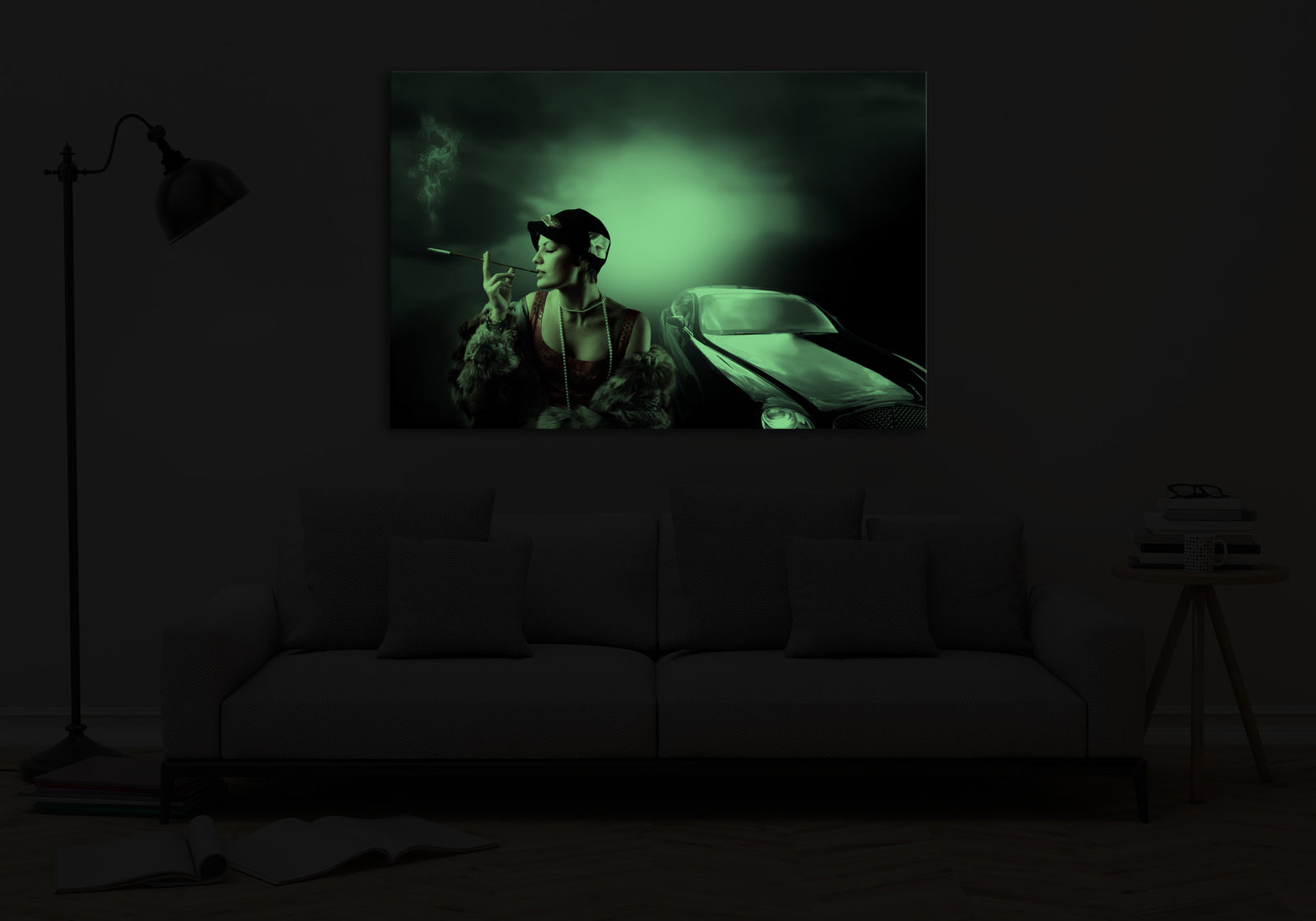 Maps No. 013, glowing in a room at night