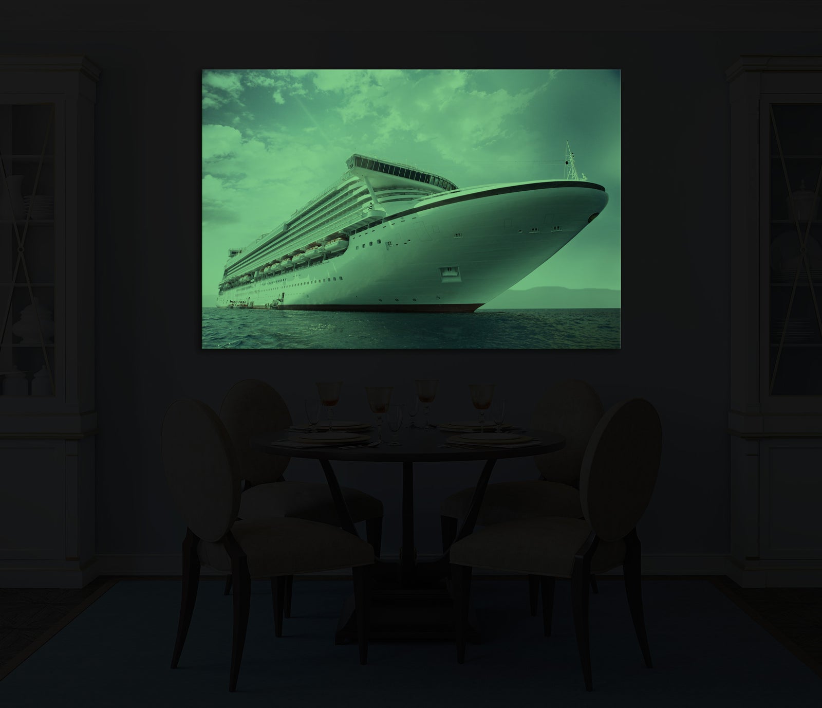 Maps No. 020, glowing in a room at night