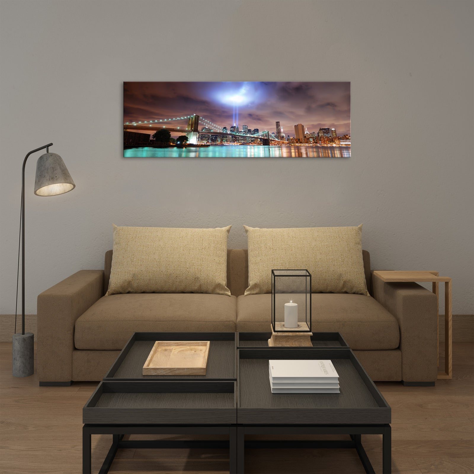 Cities No. 001, shown framed in a room by day